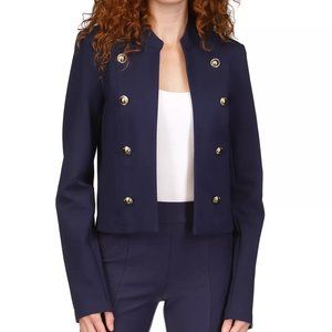 MICHAEL MICHAEL KORS Women's Band-Collar Cropped Jacket in Midnight Blue